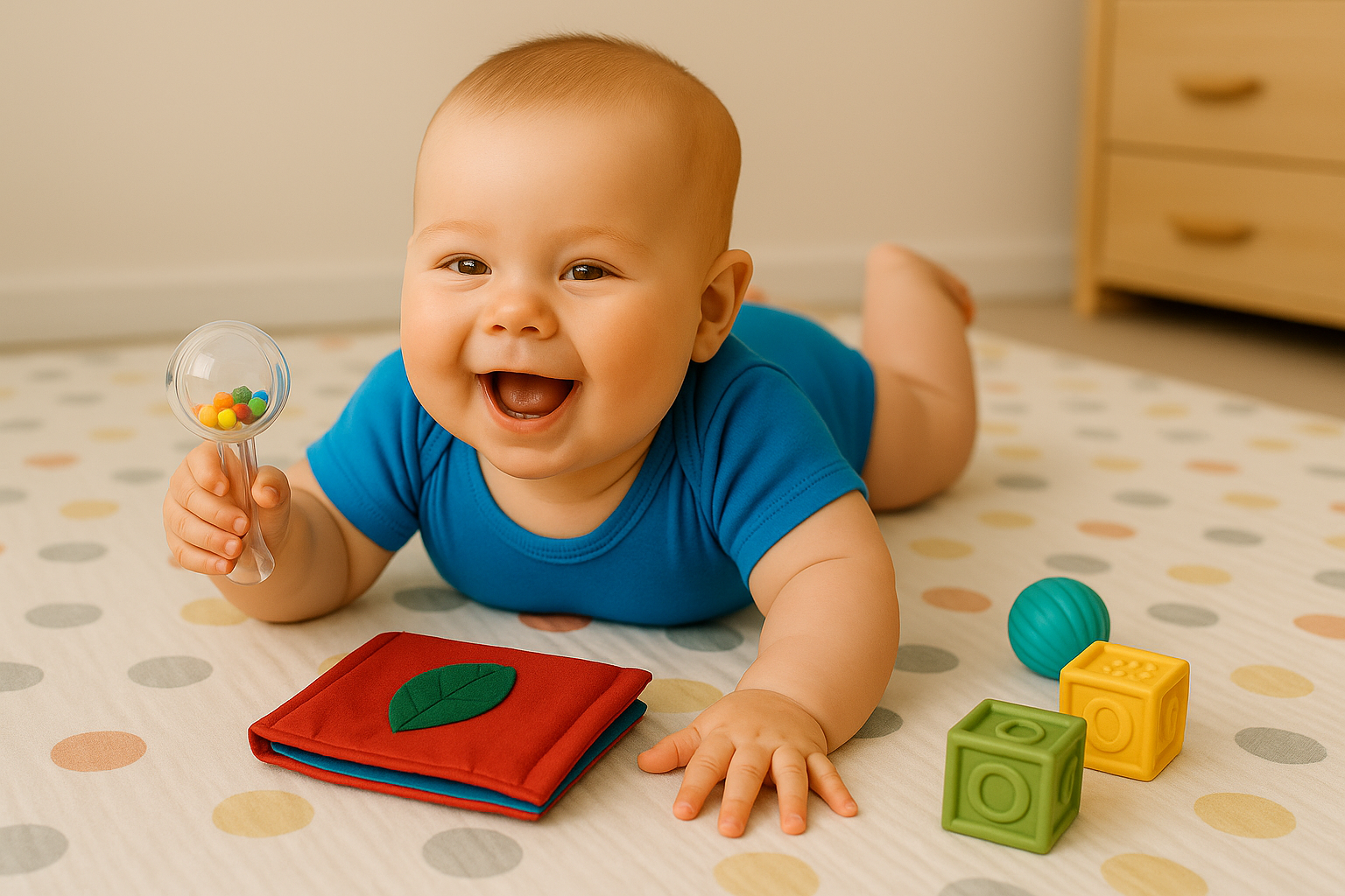 Easy-grip rattle teaching cause and effect — toys for 3–6 month old babies