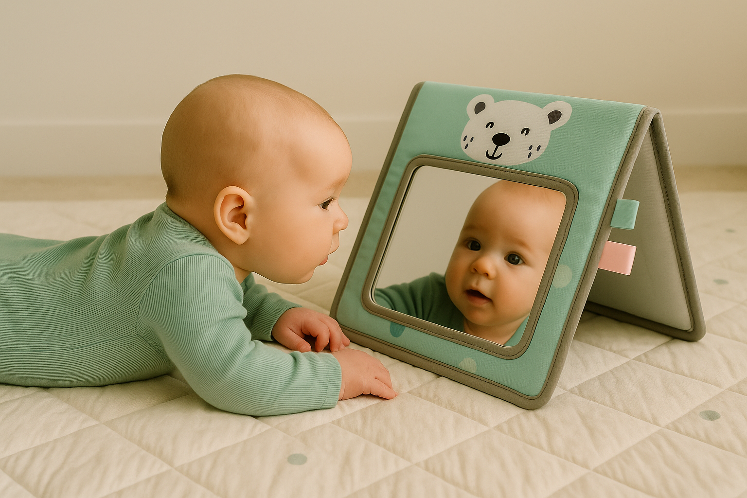 Floor mirror for tummy time — toys for 3–6 month old babies