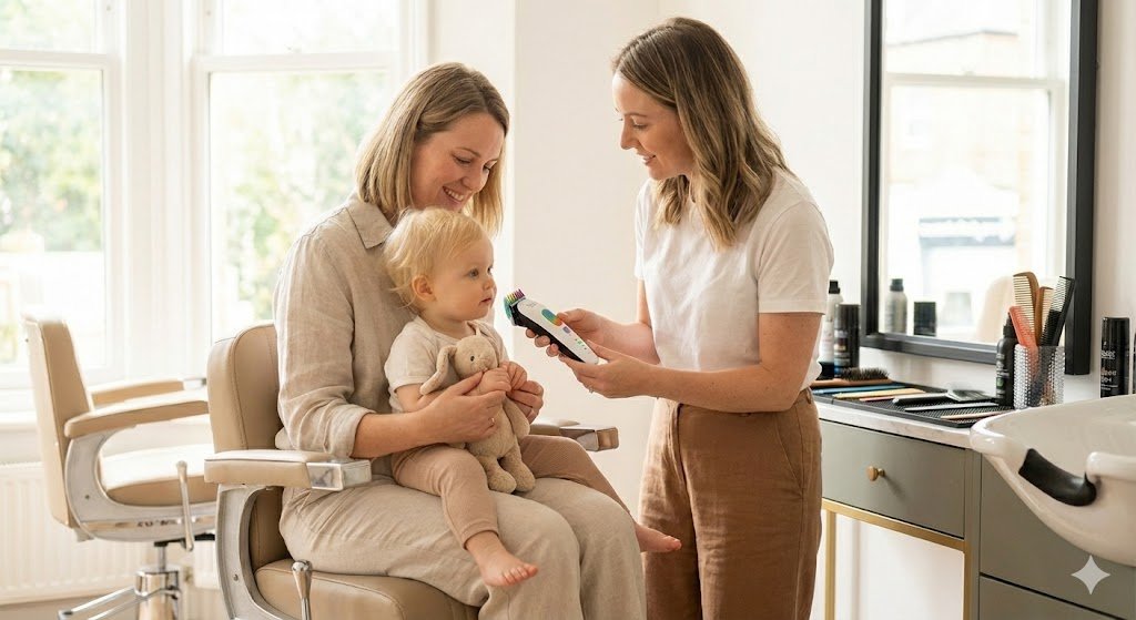 Gentle toddler haircut preparation