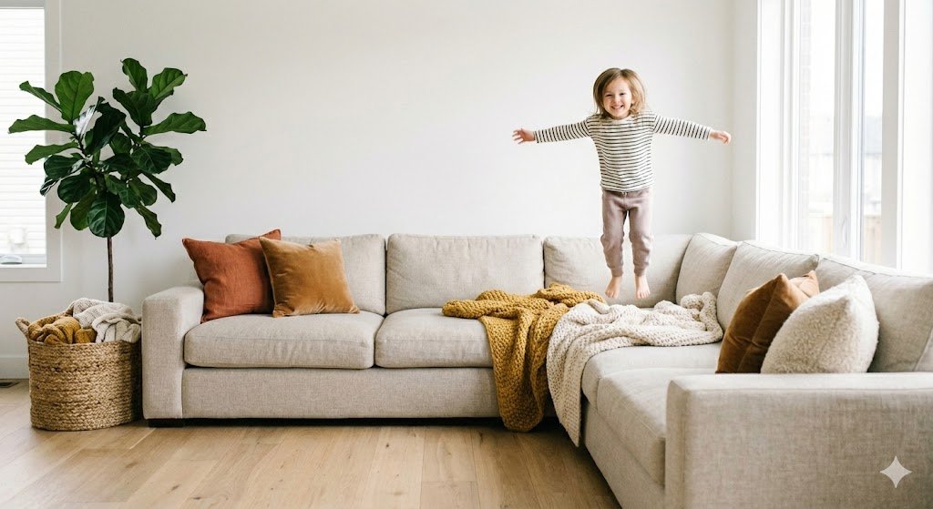 A child jumping and playing